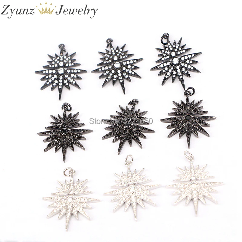 

5PCS ZYZ174-8430 Fashion Crystal Star Pendant, Pave CZ Cubic Zirconia Pendant Jewelry