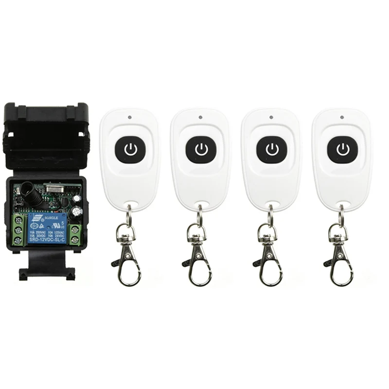 

DC12V 24V 1CH 1 CH Mini Wireless RF Remote Control Light Switch 10A Relay Output Radio Receiver Module+one-button Transmitter