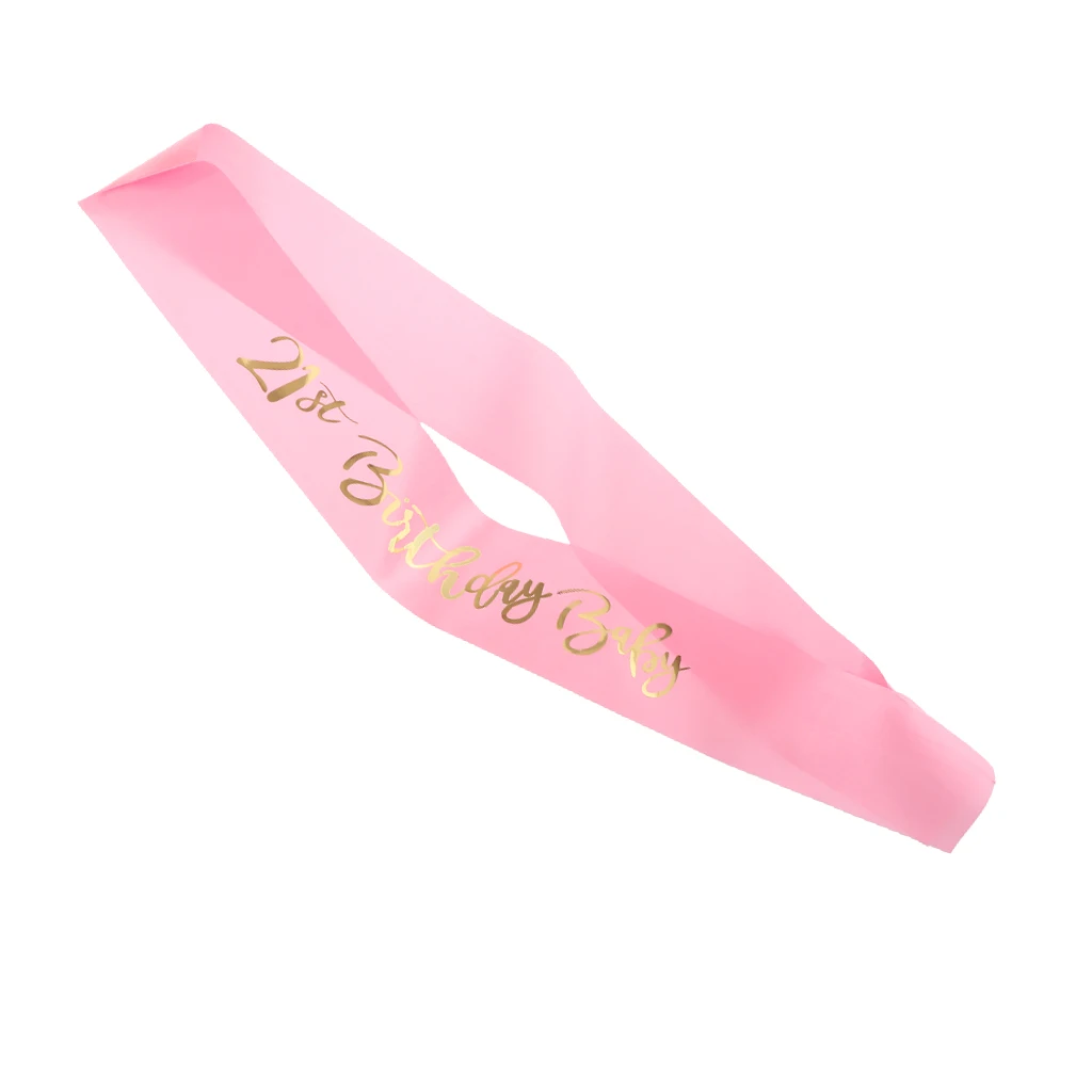 21st Birthday Baby Glitter Satin Sash Princess Happy Birthday Party Celebration Supplies adult Party Decoration Gift Black Pink 
