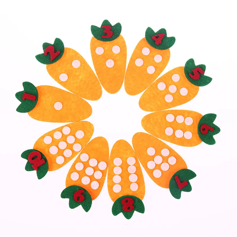 Montessori Toys Math Digital Matching Game Carrot Number 1-10 Counting Toys For Children Preschool Educational Learning 3 Years