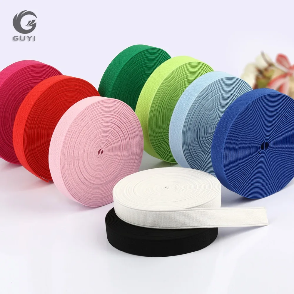 

1.5/2.0/2.5cm Thick Plain Weave High Quality Elastic Bands Colorful Elastic Webbing for Sewwing and Hemming 5m/piece