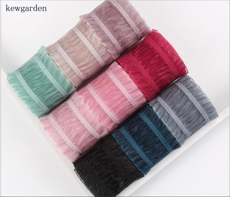 Kewgarden 1 1/2 &quot1&quot кружевные ленты из органзы с краями и морщинами ткань бантом для