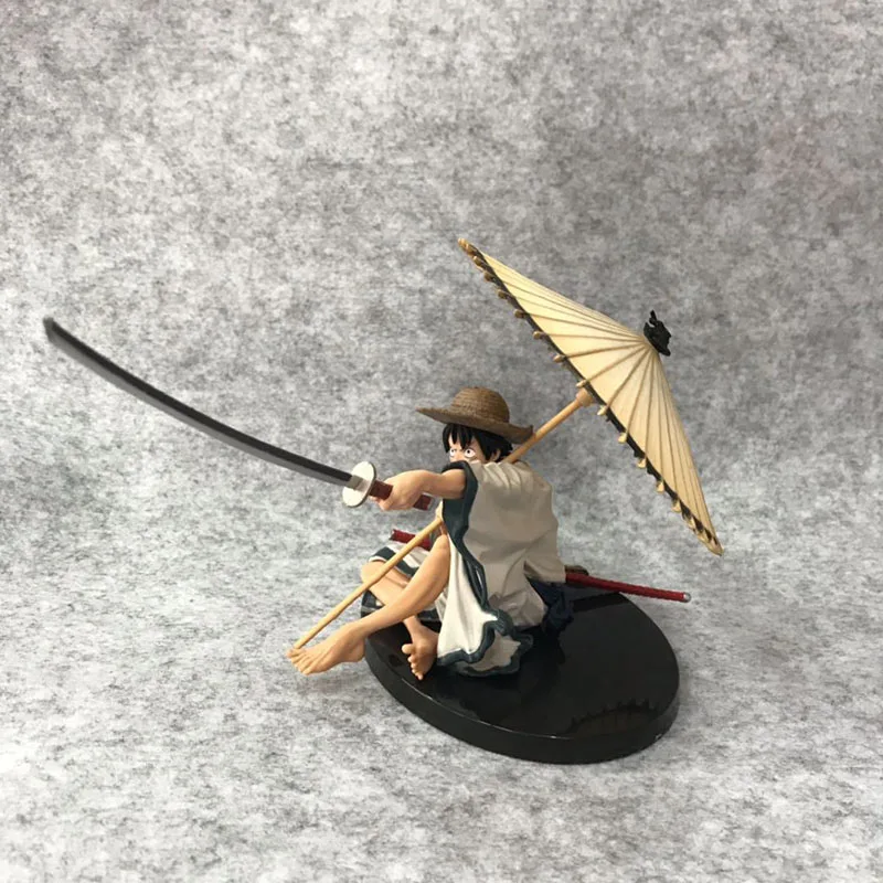Anime One Piece BWFC Sitting Kimono Umbrella  Monkey D Luffy PVC Action Figure Toy Figuras Dolls Brinquedos 13cm (5)