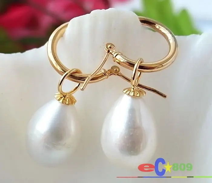 

wholesale 16MM WHITE DRIP FRESHWATER PEARL EARRING