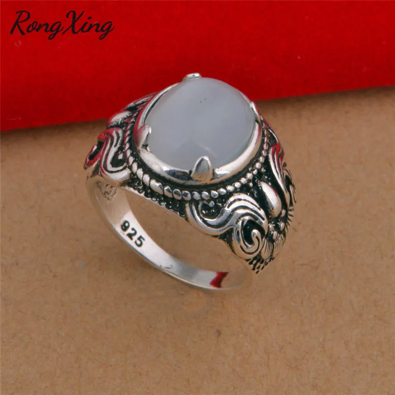RongXing Новое винтажное большое овальное кольцо с синим/зеленым/белым/красным