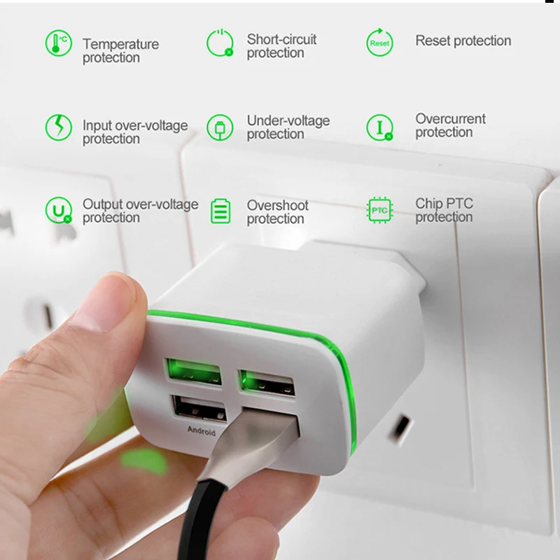 Зарядное устройство с 4 USB портами для iPhone Samsung Huawei|Зарядные устройства| |