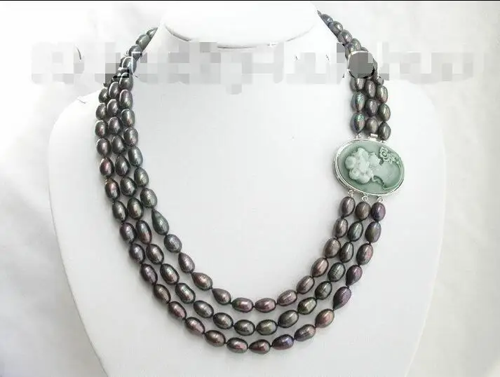 

Wholesale price 16new ^^^^21"-23" natural peacock black pearls necklace cameo cla