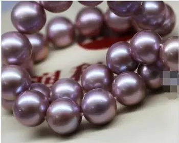 

FREE SHIPPING>>> Huge18"17mm South Sea genuine purple Perfect round Pearl Necklace AAA