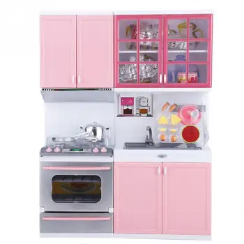 

Mini Kitchen Set Children Pretend Play Cooking Set Pink Cabinet Stove Learning & Educational Interactive Toy for Baby