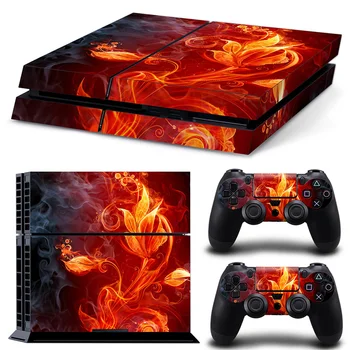 

Free drop shipping beautiful colorful flower like fire for Sony PS4 Console + 2PCS Controllers Skin Sticker #TN-P4-10219