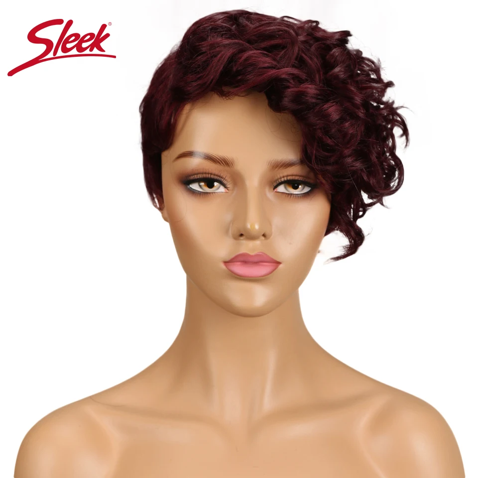 

Sleek Short 100% Human Hair Wigs For Black Women Sassy Curl Human Hair Wig Remy Perruque Cheveux Humain Curly Wigs