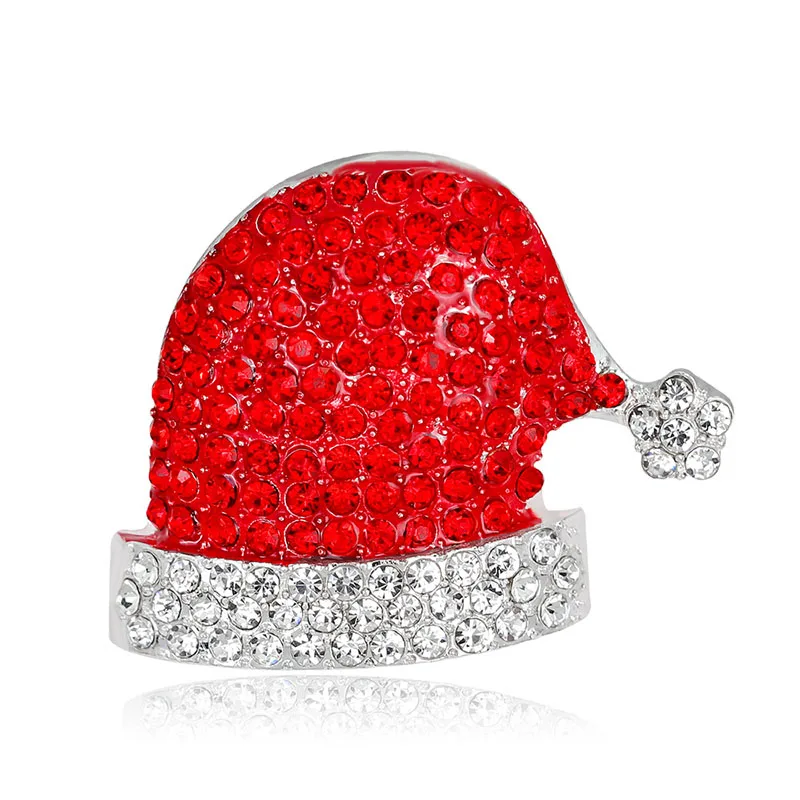 

MayJin 2017 Christmas hat Valentines Gifts Rhinestone Crystal Brooch Pins Bridal Wedding Collar Lapel Pin Party Jewelry