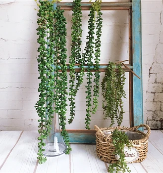 

2020 New wall Hanging Teardrop Succulents Vine plante artificielle Rattan For Home garden Decoration soft plastic Fake plants