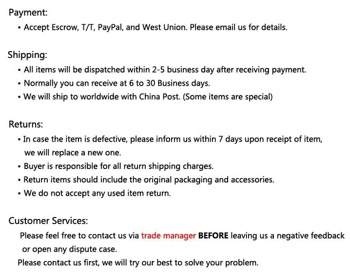 NEW payment terms