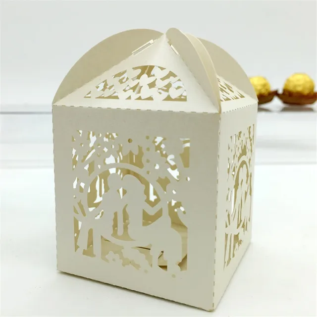 laser cut bride and groom gift candy box souvenirs wedding party