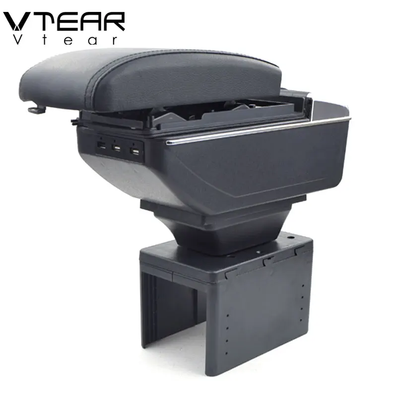 

Vtear For Fiat Punto Palio Brava armrest box USB Charging heighten Double layer central Store content holder ashtray accessories