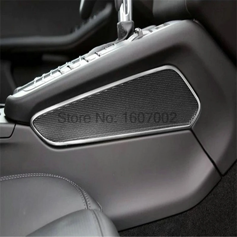 

For Macan 2014 2015 2016 2017 stainless steel stick gear platform side BOSE speaker horn sound trim car auto sedan cover styling