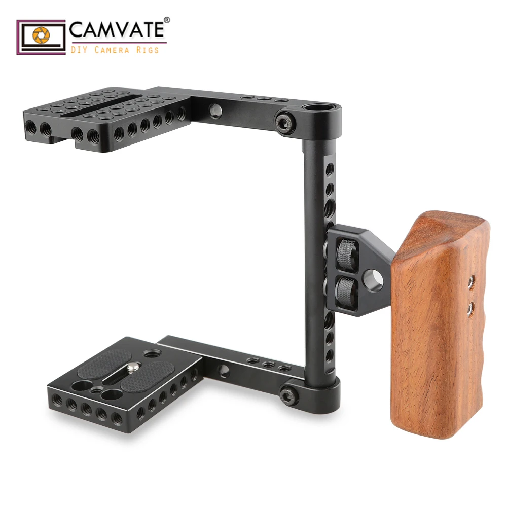 CAMVATE DSLR Video Camera Cage Stabilizer Rig with Wooden Handle(right) C1657 camera photography ac