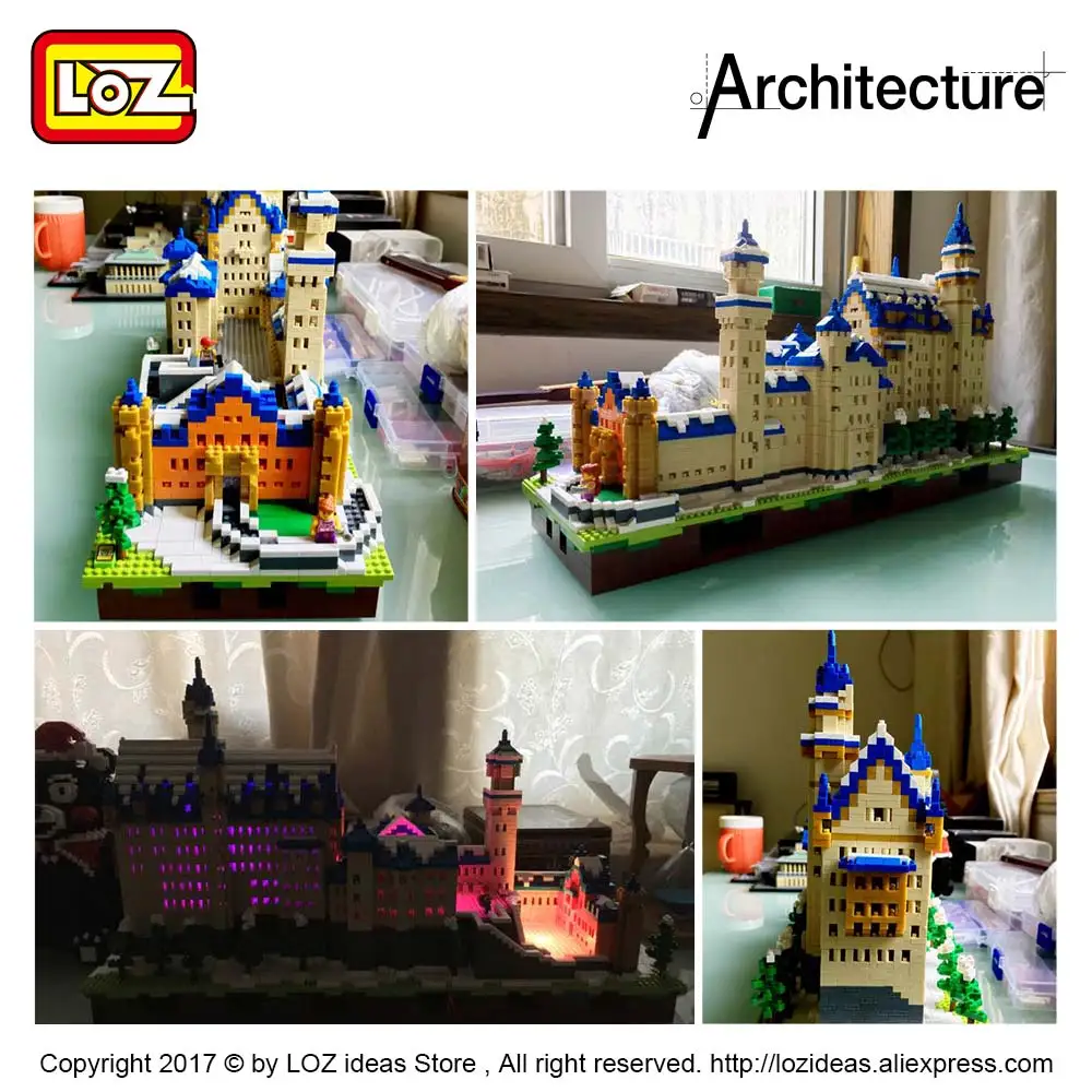 LOZ Diamond архитектурные блоки игрушки Schloss Neuschwanstein модель замка Новый Лебедь камень