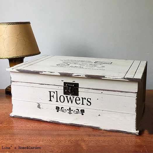 

farmhouse hand crafted solid vintage wood crate with lid