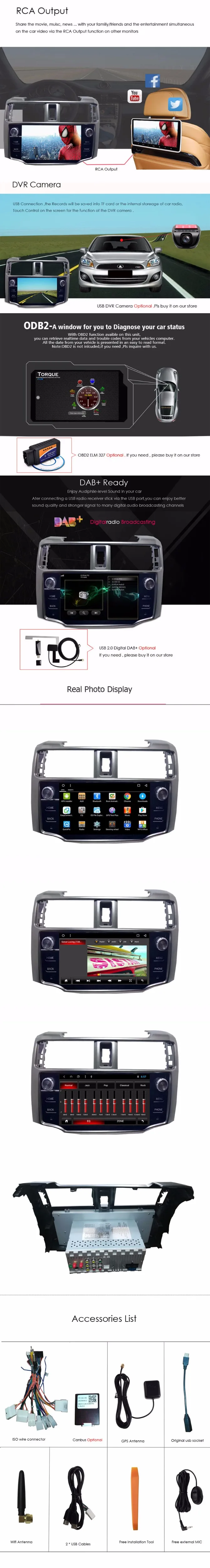 " Android 8,1 Octa Core автомобильный Радио для Toyota 4runner 4runner 2010 автомобильный dvd gps навигации стерео головное устройство мультимедиа