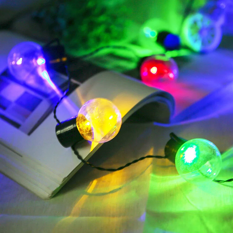 

10 Light Bulbs Decoration Lights String Solar Powered Lights Wedding Party Decoration with Hooks TN88