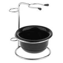 2 в 1 Серебряный Нержавеющая сталь бритья подставка для кистей держатель& акриловая миска-чашка для бритья, комплект