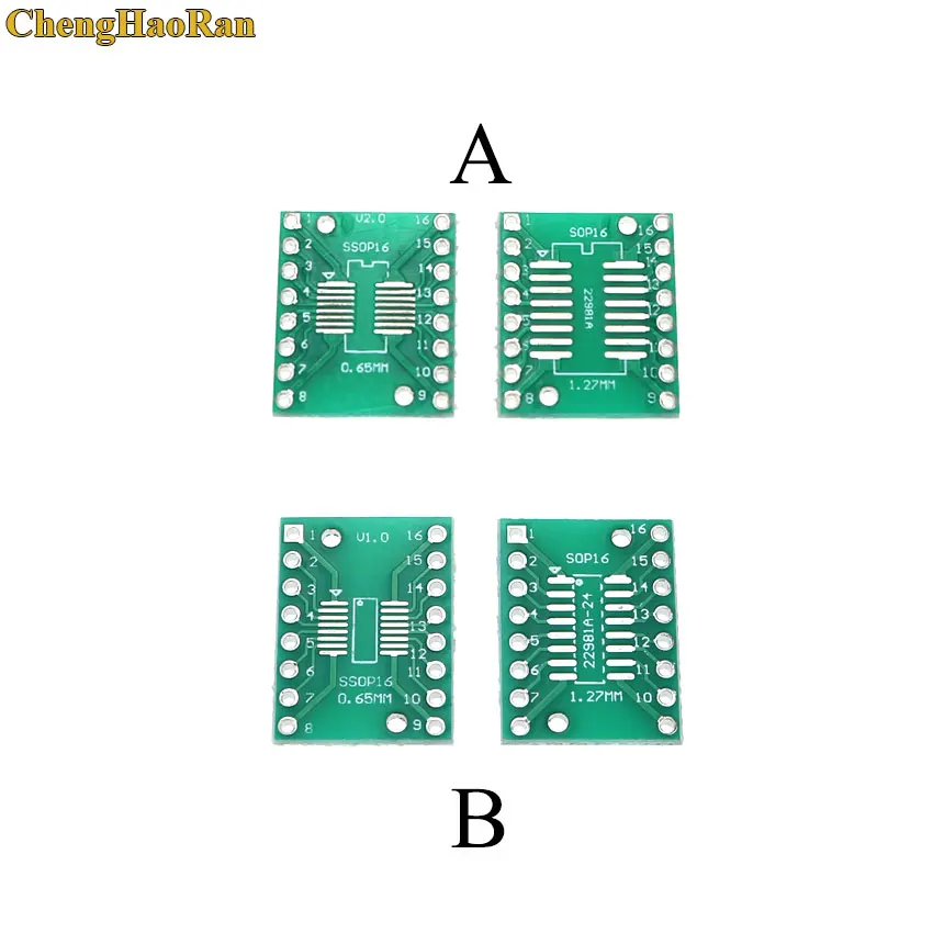 

ChengHaoRan 5pcs SOP16 SSOP16 TSSOP16 to DIP Pinboard SMD To DIP-16 Adapter 0.65mm/1.27mm to 2.54mm PCB Board Converter Socke