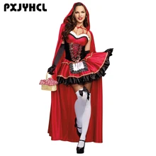 Sexy Little Red Riding Hood Costume for Women Fancy Adult Halloween Cosplay Dress Fantasia Carnival Fairy Tale Plus Size Girl irek adult plus size saloon girl costume classic halloween cosplay costume for carnival festivals luxury quality