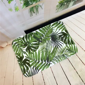 

60*90cm Green Leaves Printed Doormat 2018 New Anti-slip Kitchen Rugs Door Mat for Living Room Home Floor Mats Carpets & Rugs