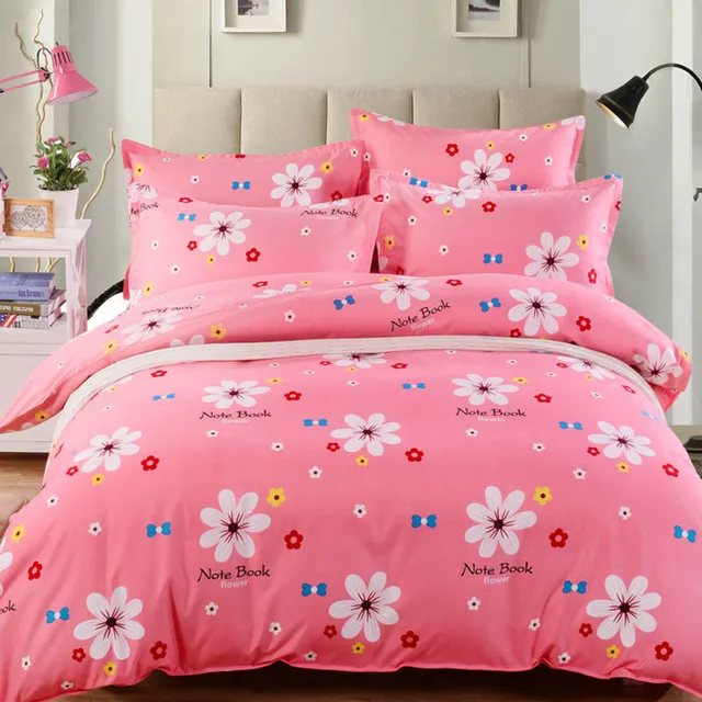 High quality 3/4 Pcs Polyester Bedding Sets Flower Bed Sheet Bedspread