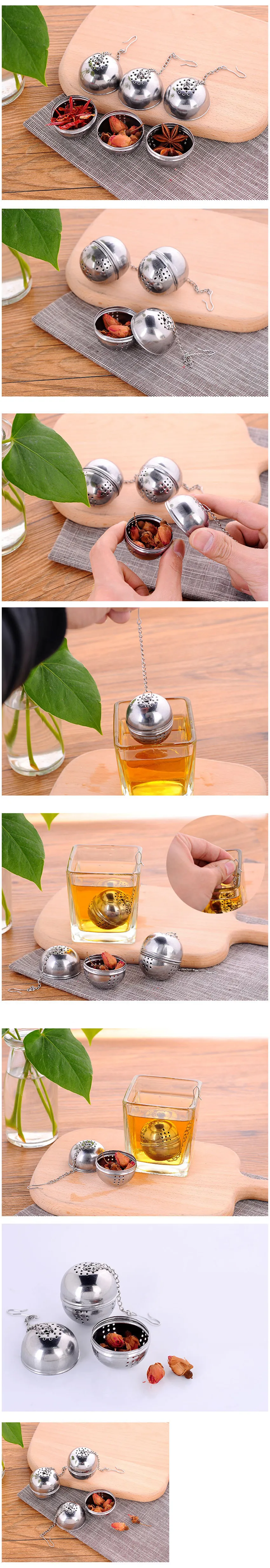 Нержавеющая сталь шаровая сетка для заварки чая фильтр ситечко w/крюк Свободный чай лист специй шар с веревкой цепи дома кухонные инструменты