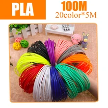 Igrarca materiais de filamento para impressora 3d, filamento de caneta 3d pla 1.75mm 20 cores (5m/cor, total 100m) para impressora 3d pen 3d