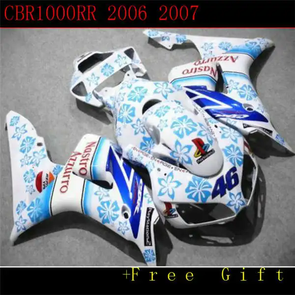 Дор- Обтекатели для CBR1000RR 06 07 CBR1000 2006 2007 ABS Пластик мотоцикл обтекатель комплект капоты фитинги для кузова белый синий