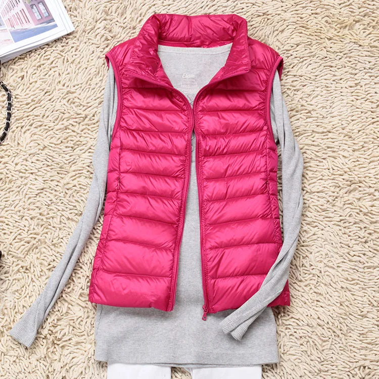 New Women Vests Winter Ultra Light White Duck Down Vest Female Slim Sleeveless Jacket Women's Windproof Warm Waistcoat D186