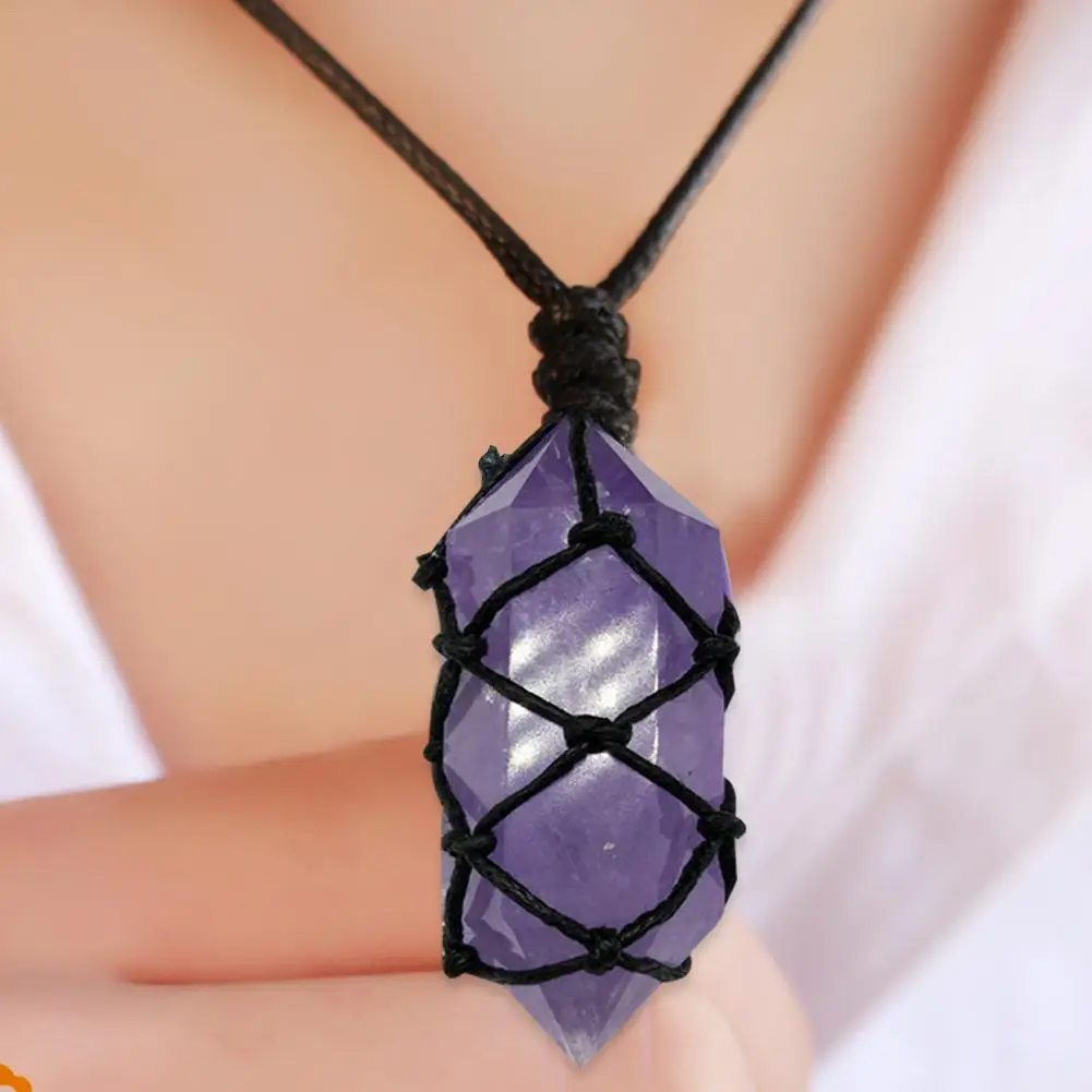 Natural Violet Amethyst cristal de quartz Pendentif Guérison DT Gemstone Baguette Reiki