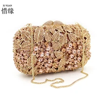 XIYUAN бренд роскошный клатч с кристаллами вечерняя сумочка золотой виноградный цветок вечерние сумочки для женщин Свадебные сумки Сумка soiree pochette