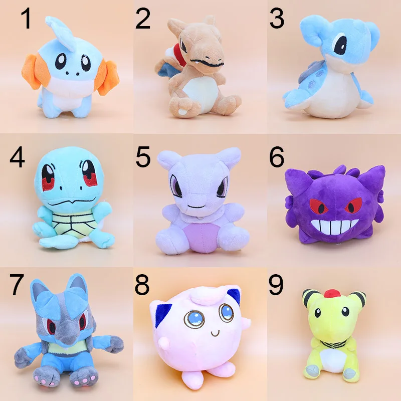 14-18 см карманная плюшевая кукла Ampharos Lucario Gengar Jigglypuff Lapras Mewtwo Lugia плюшевый Чаризард игрушки мягкие куклы