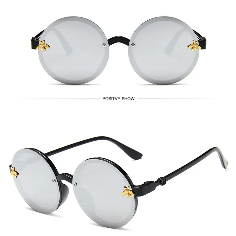 Детские солнцезащитные очки круглой изящной маленький солнцезащитные очки Украшенные пчелами UV400 Пластик спортивные солнцезащитные очки для маленьких девочек очки для мальчиков Óculos