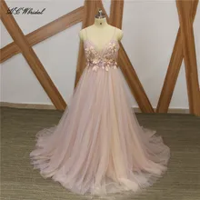 Изящные тюль цветы Выпускные платья Спагетти ремень развертки Поезд линии Длинные Формальные вечернее платье индивидуальный заказ