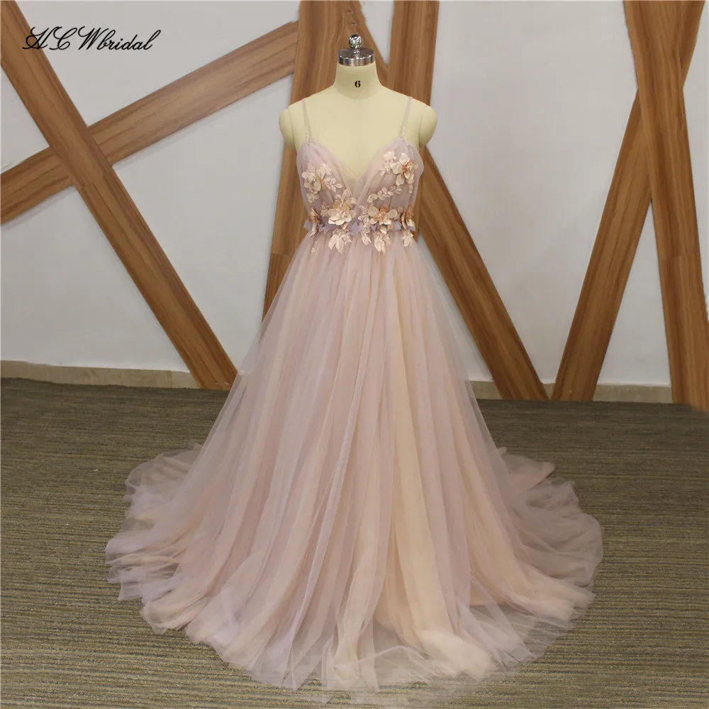 tulle flower prom dress