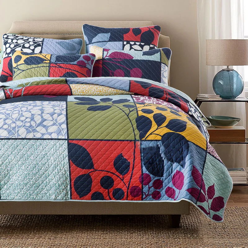 Best New Embroidered Summer Quilt Set 3PCS Bed Spread Quilted bedding Cotton Quilts Bedspread Bed Covers King Size Coverlet Blanket