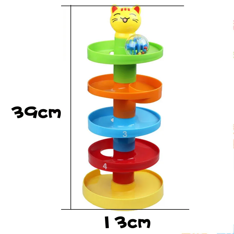 Детские мяч на направляющей башни образовательные игрушки для детей вращающийся кольцевой голос мячи для Пирамидка материалы montessori