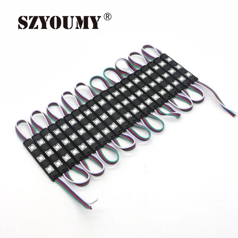 SZYOUMY Лидер продаж 5050 RGB 3 светодиода черный корпус инъекций светодиодный модуль с площади объектива RGB Led модуль 2 года гарантии светодиодные
