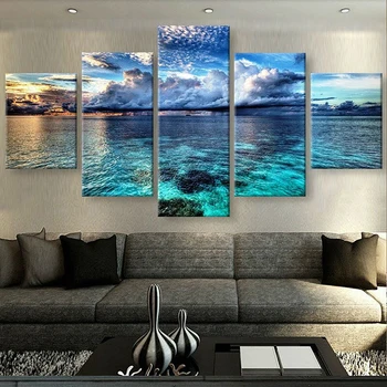 

5D DIY Full Square Drill Cross Stitch 5 Pcs Natural Scenery Painting Home Decor Diamond Picture Embroidery Handmade Wall Sticker