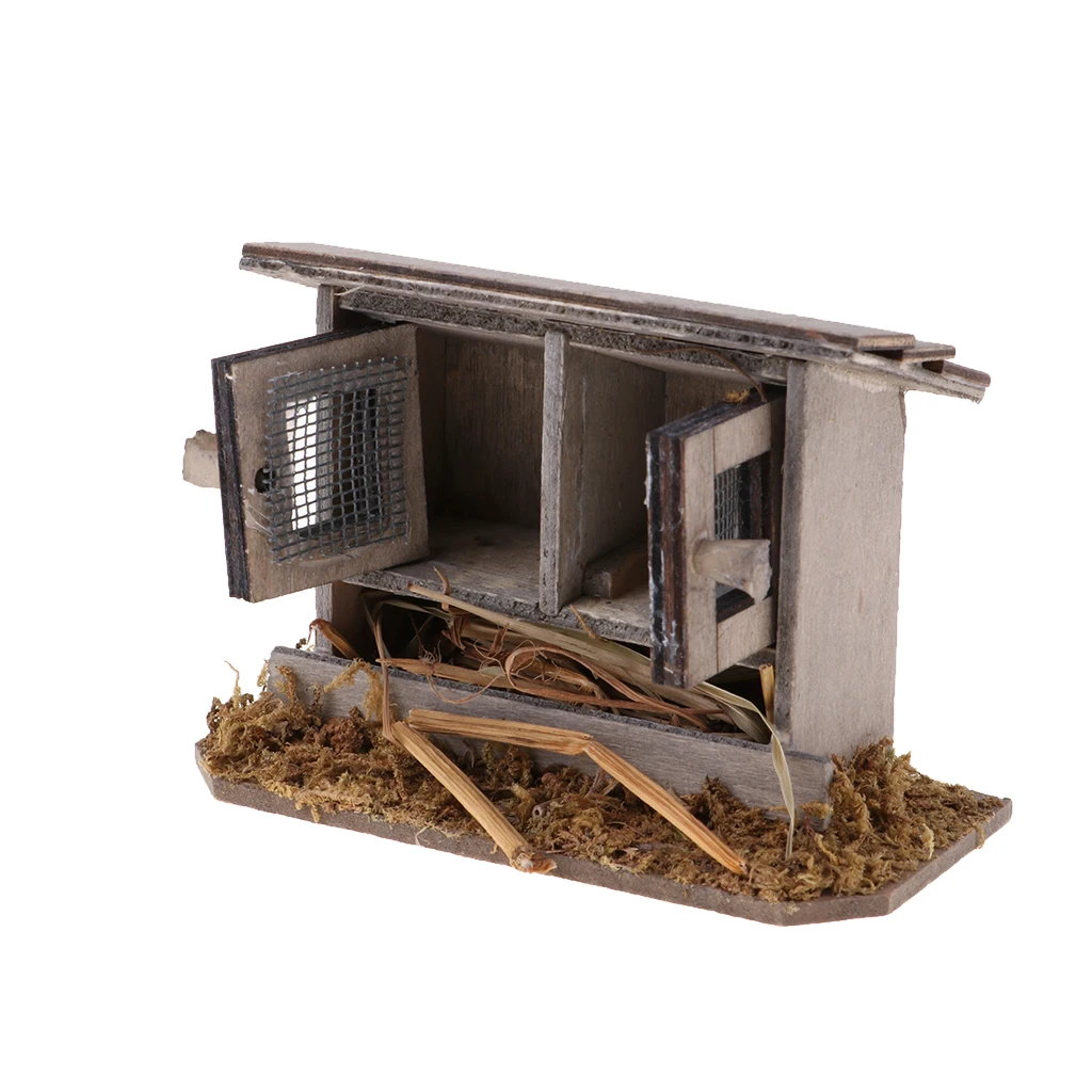 1/12 Chicken Coop Nest Hen Garden Outdoor Miniatures Craft for DIY Garden Decoration Accessories