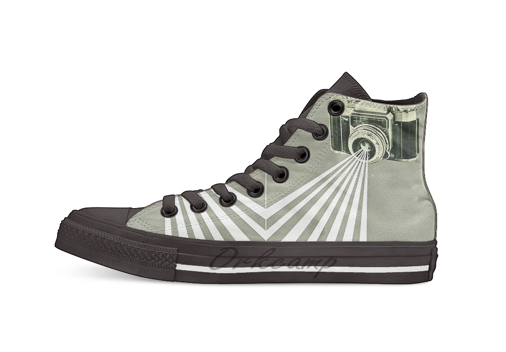 

Depth of Field Unisex High Top Canvas flat Casual Custom shoes Drop Shipping