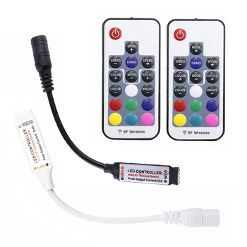 

12A DC5-24V Mini 17 Keys RF Wireless Controller Led Dimmer With 4pin Black/White Female For 3528 5050 SMD RGB LED Strip Light JQ