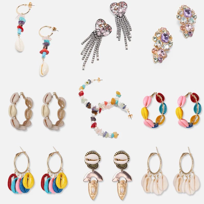 

JUJIA za Trendy Earrings For Women Handmade Shell Earings New Statement Drop Dangle Earing Female Gifts
