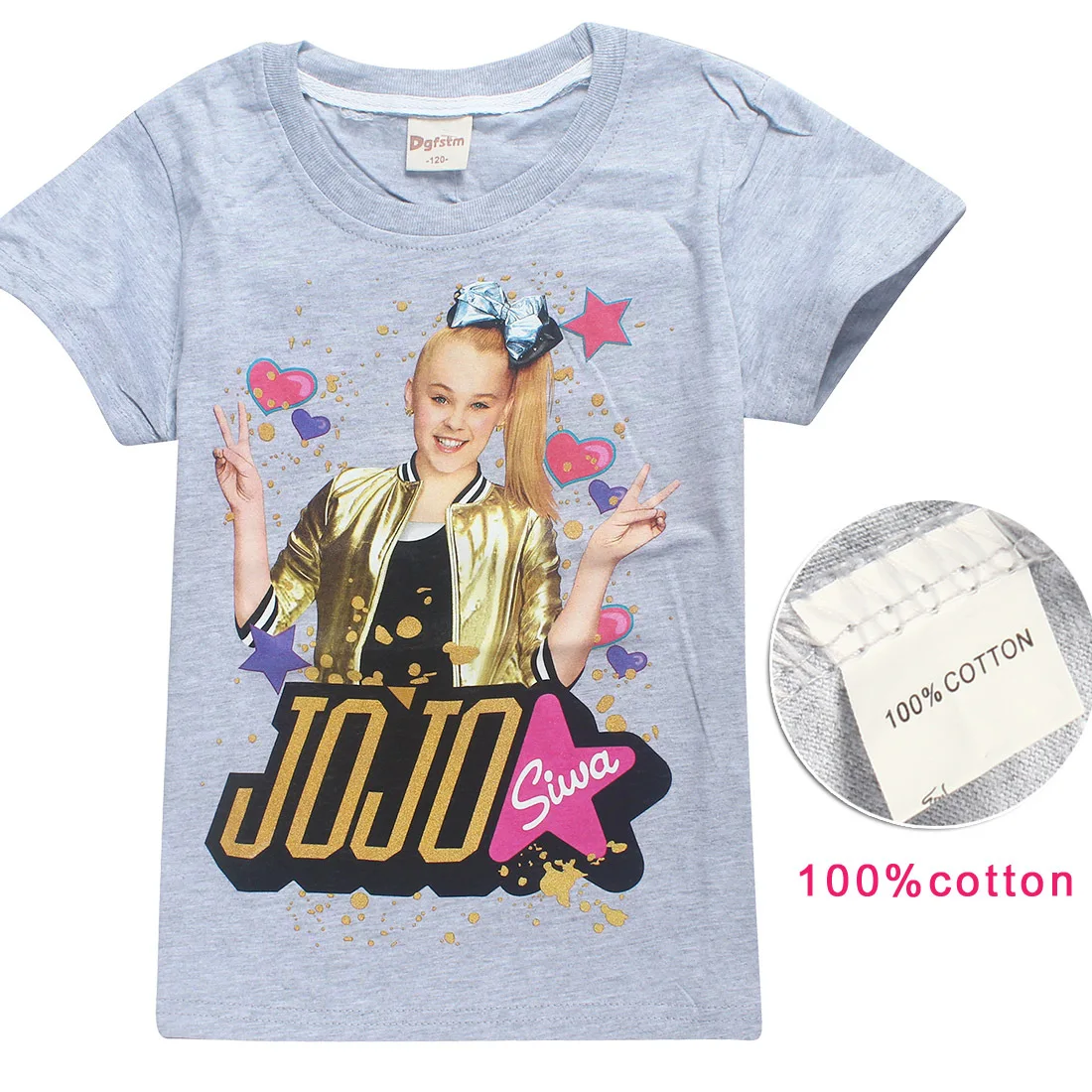 Новая летняя детская одежда Футболки с коротким рукавом Jo Сива модная футболка милый ребенок хлопок футболка одежда От 4 до 10 лет - Цвет: 8356gray